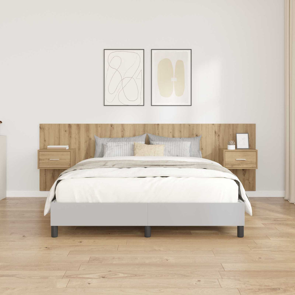 Headboard with Cabinet 3 pcs Artisan Oak Engineered Wood
