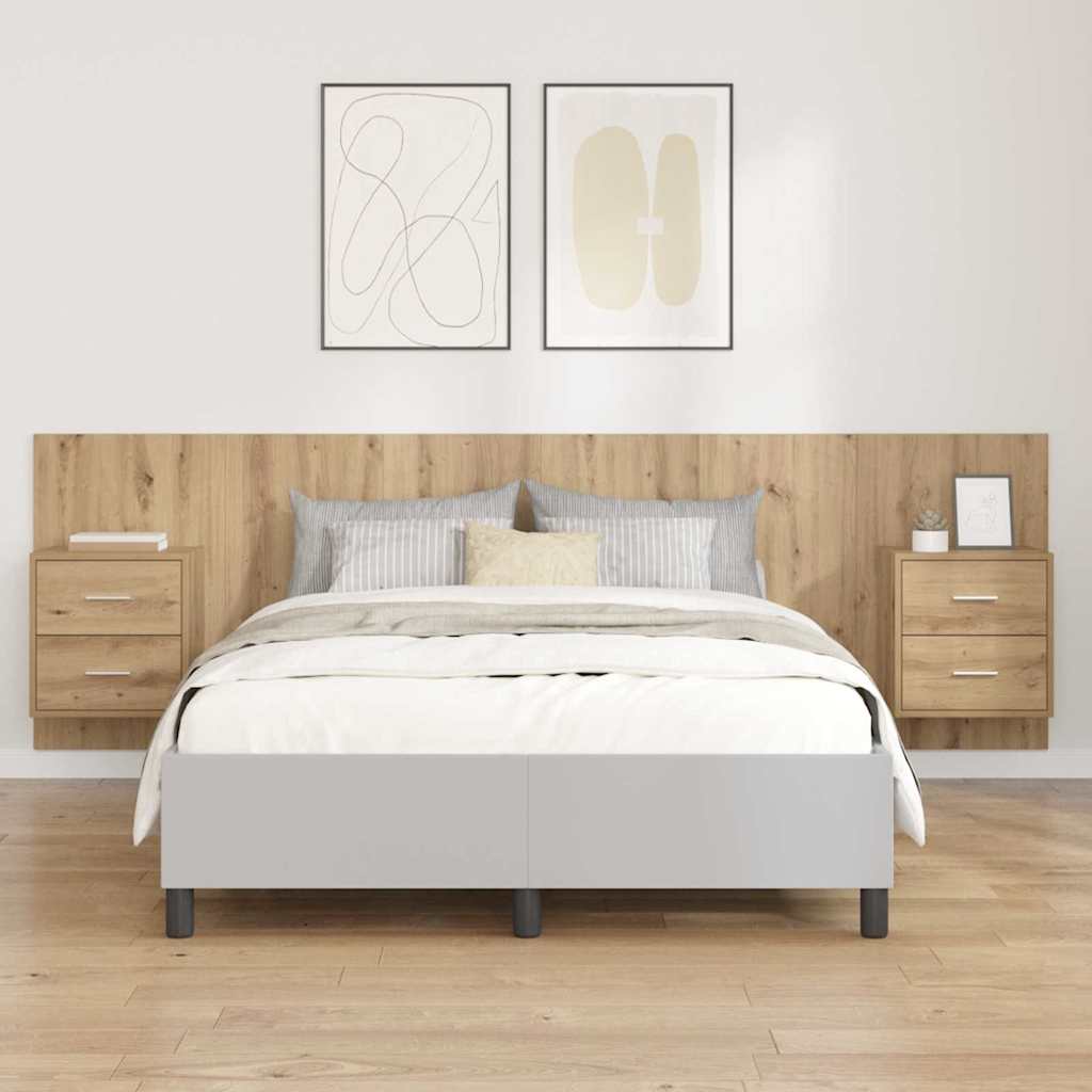 Headboard with Cabinet 3 pcs Artisan Oak Engineered Wood