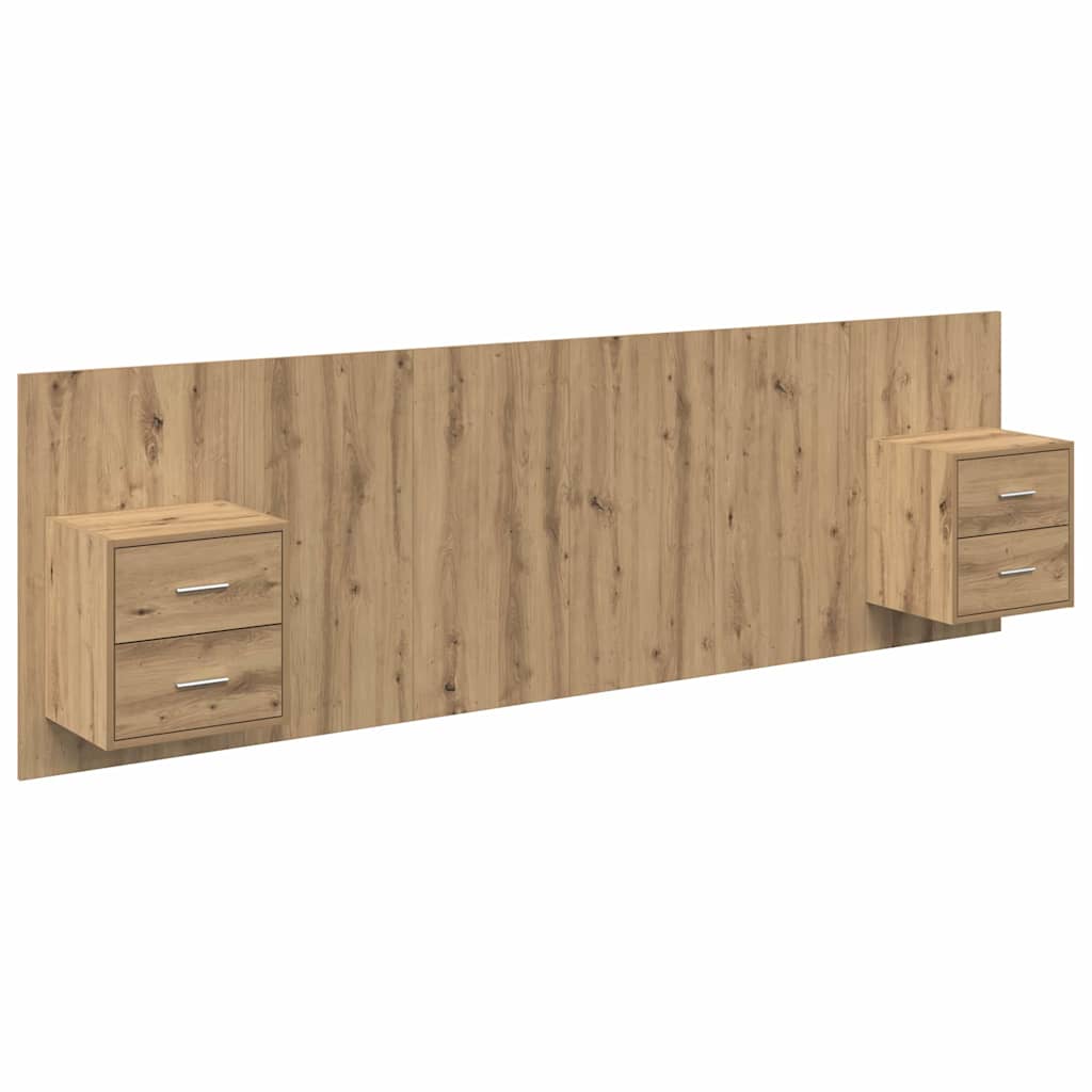 Headboard with Cabinet 3 pcs Artisan Oak Engineered Wood