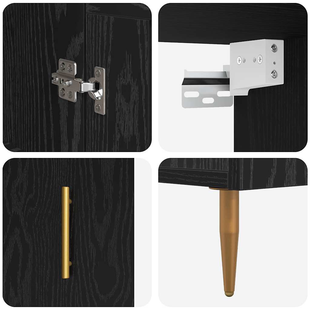 Highboard Black Oak 69.5 x 34 x 180 cm Engineered Wood