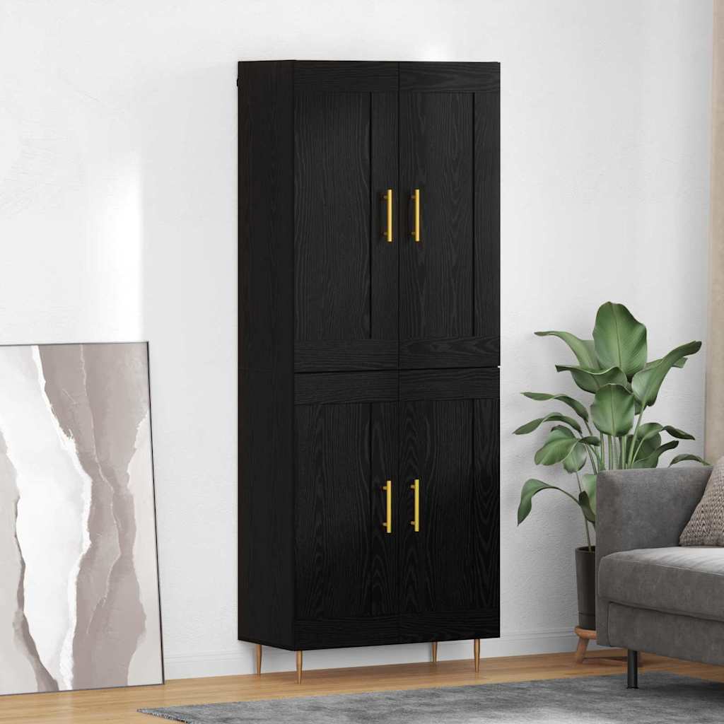 Highboard Black Oak 69.5 x 34 x 180 cm Engineered Wood