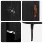 Highboard Cabinet with Shelf 2 pcs Black Oak Engineered Wood