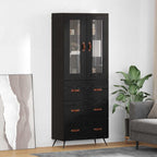 Highboard Cabinet with Shelf 2 pcs Black Oak Engineered Wood
