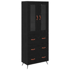 Highboard Cabinet with Shelf 2 pcs Black Oak Engineered Wood