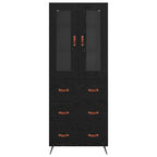 Highboard Cabinet with Shelf 2 pcs Black Oak Engineered Wood