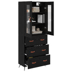 Highboard Cabinet with Shelf 2 pcs Black Oak Engineered Wood
