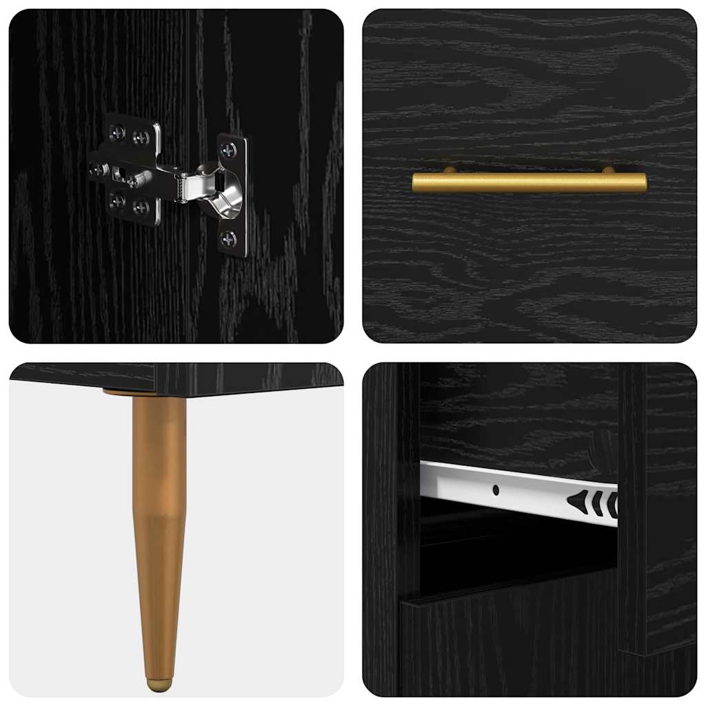 Highboard with Drawer Black Oak 69.5 x 34 x 180 cm Engineered Wood