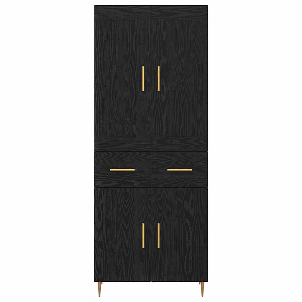 Highboard with Drawer Black Oak 69.5 x 34 x 180 cm Engineered Wood