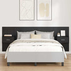Headboard with Cabinet 3 pcs Black Oak Engineered Wood