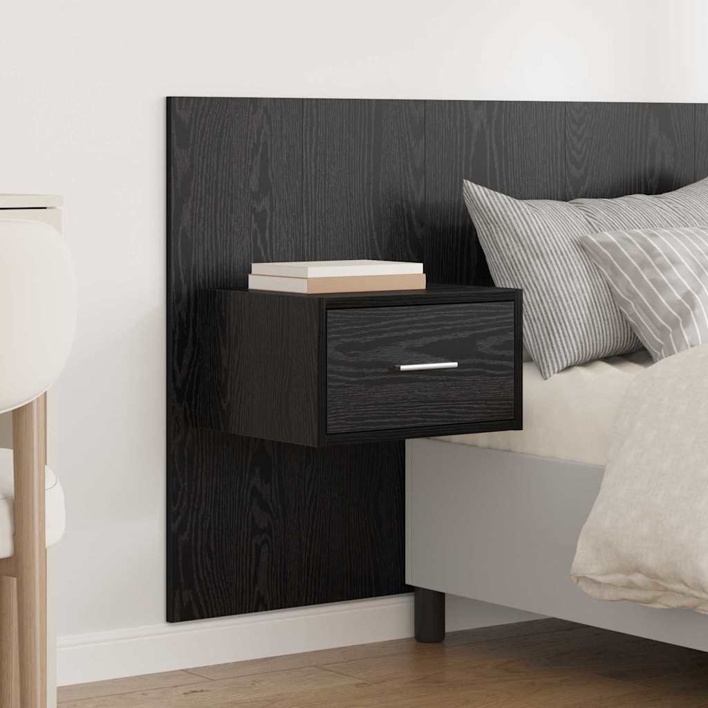 Headboard with Cabinet 3 pcs Black Oak Engineered Wood
