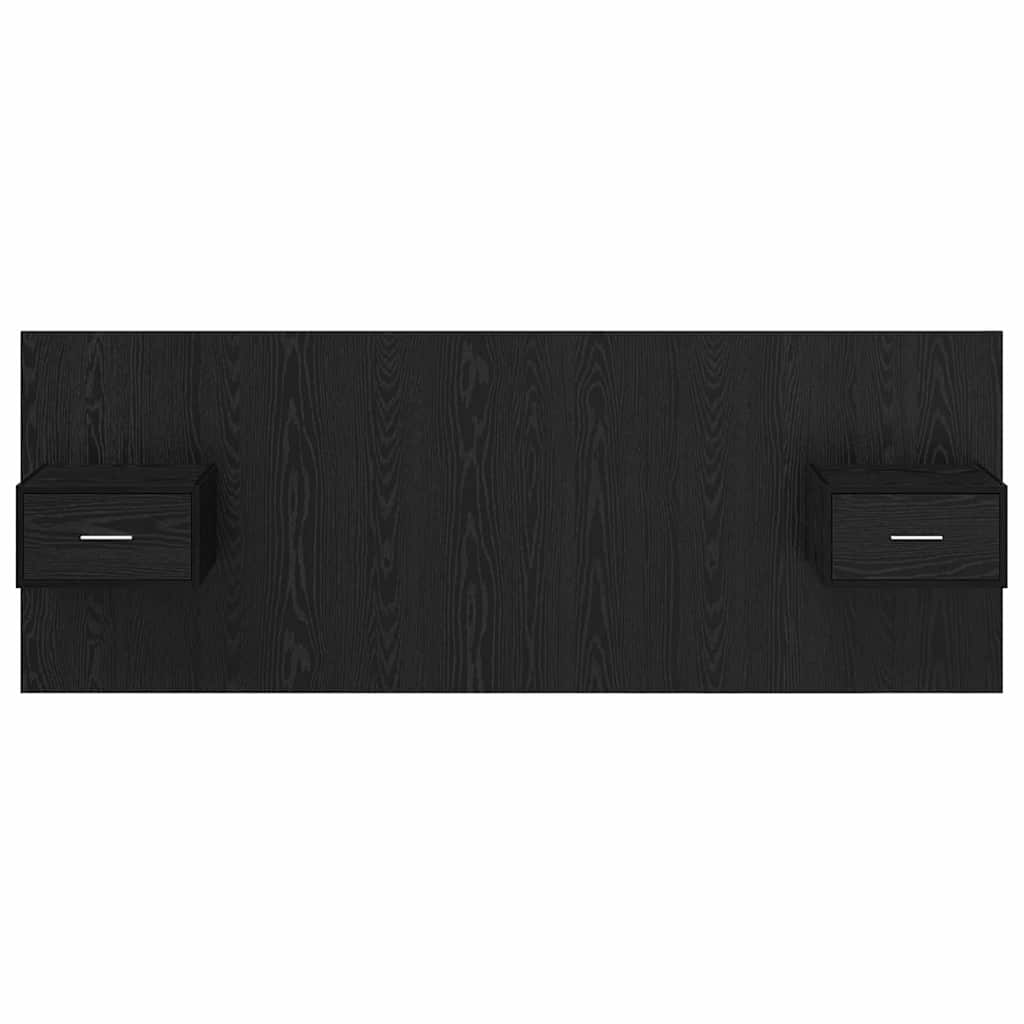 Headboard with Cabinet 3 pcs Black Oak Engineered Wood