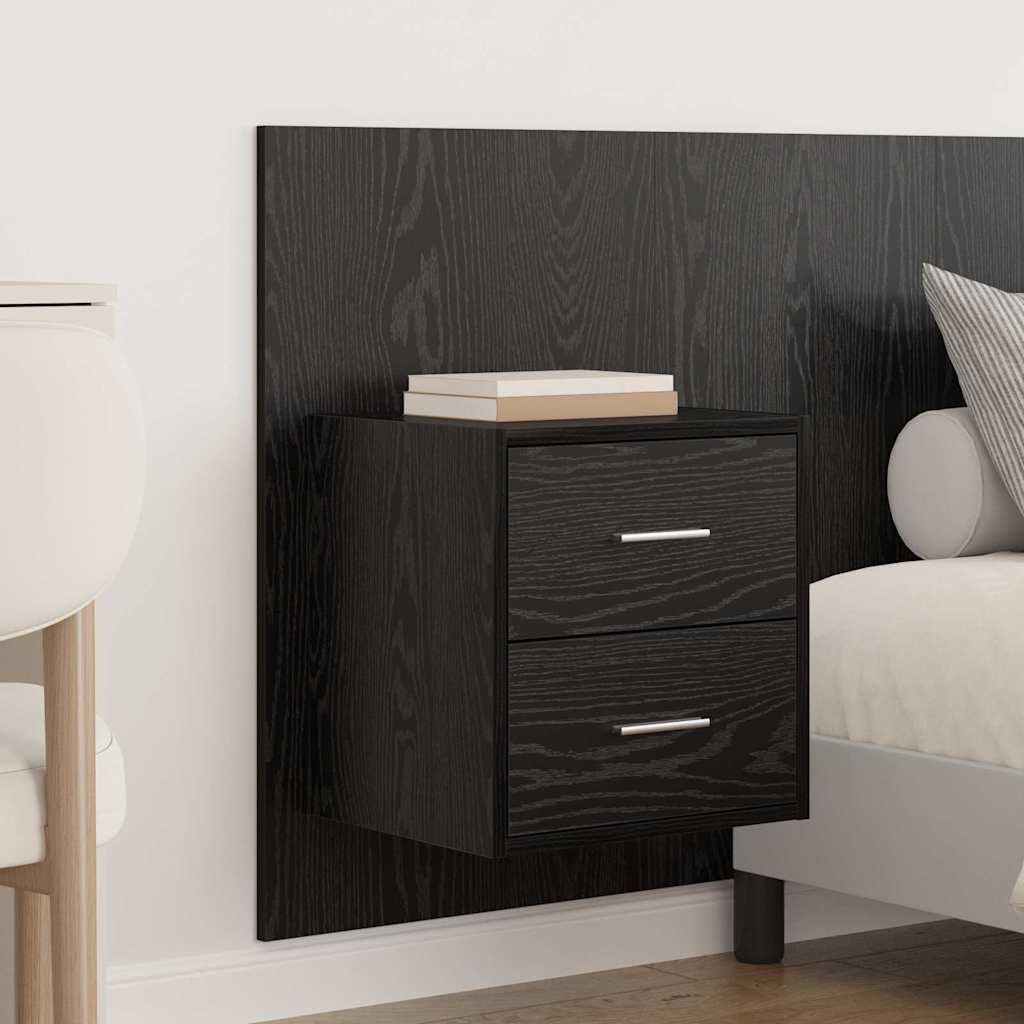 Headboard with Cabinet 3 pcs Black Oak Engineered Wood