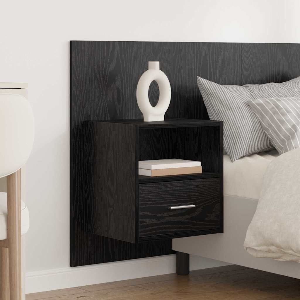 Headboard with Cabinet 3 pcs Black Oak Engineered Wood