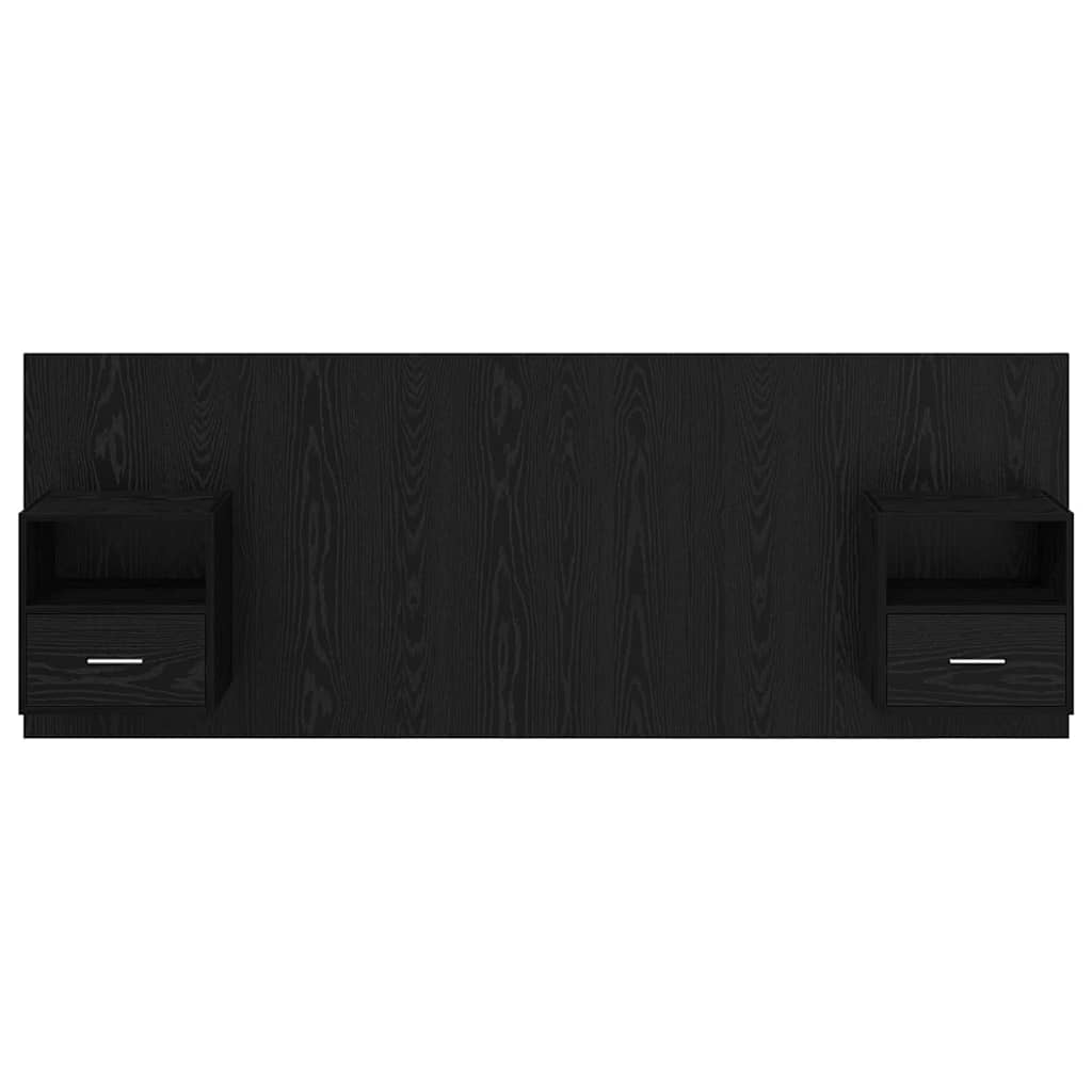 Headboard with Cabinet 3 pcs Black Oak Engineered Wood