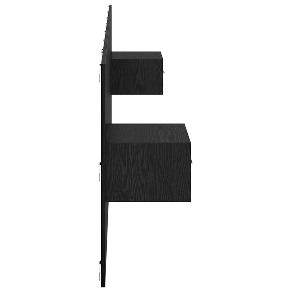 Headboard with Cabinet 3 pcs Black Oak Engineered Wood