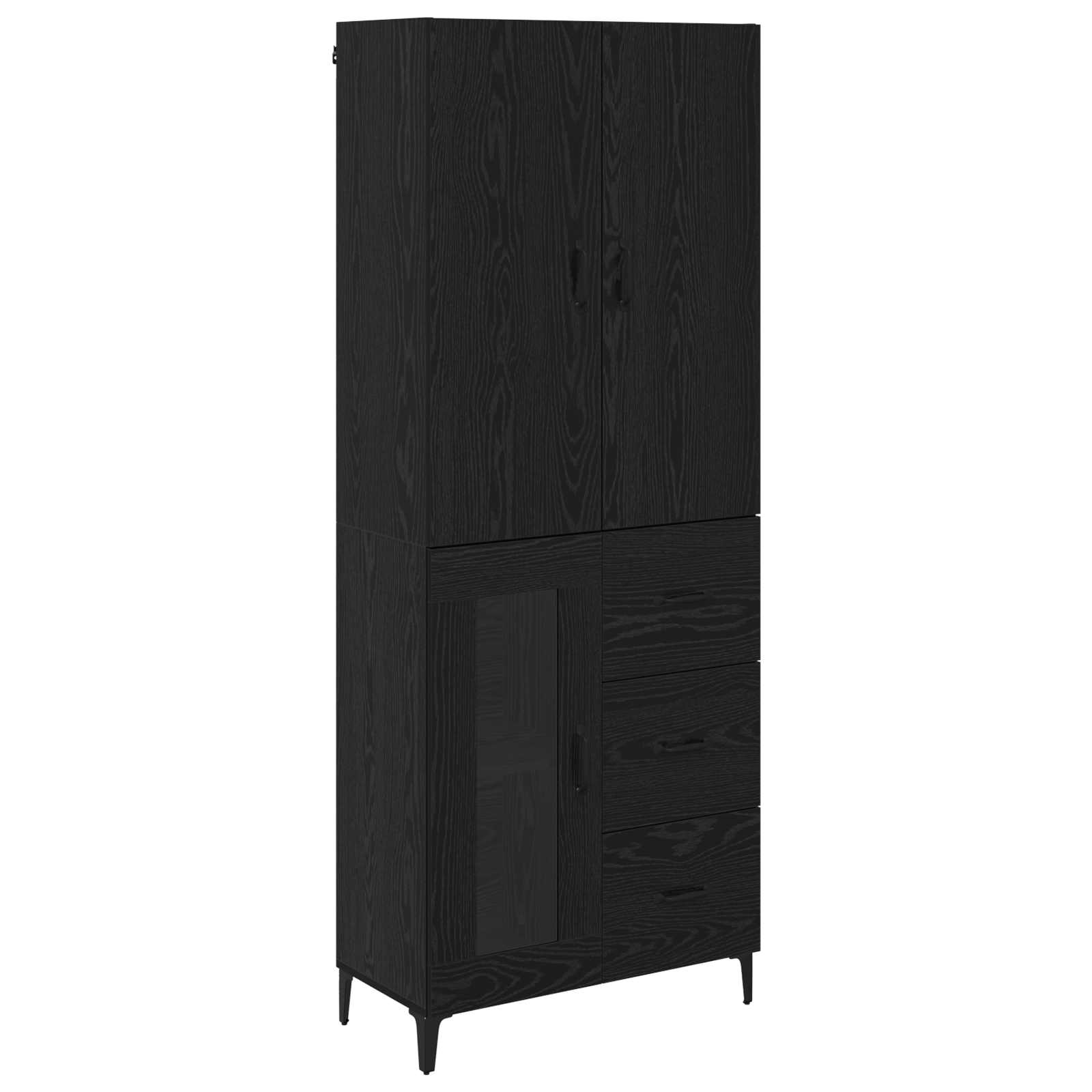 Highboard Wall-mounted Black Oak 69.5 x 34 x 180 cm Engineered Wood
