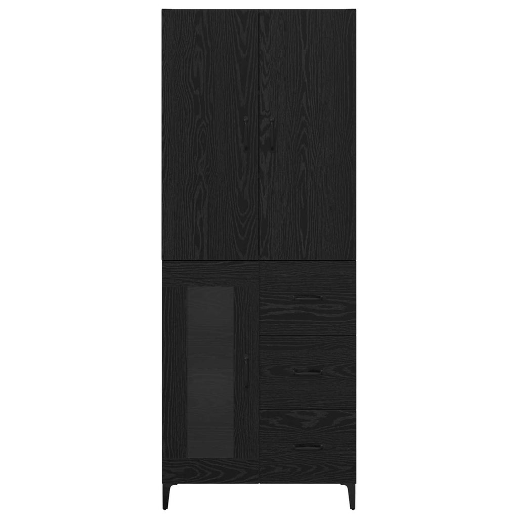 Highboard Wall-mounted Black Oak 69.5 x 34 x 180 cm Engineered Wood