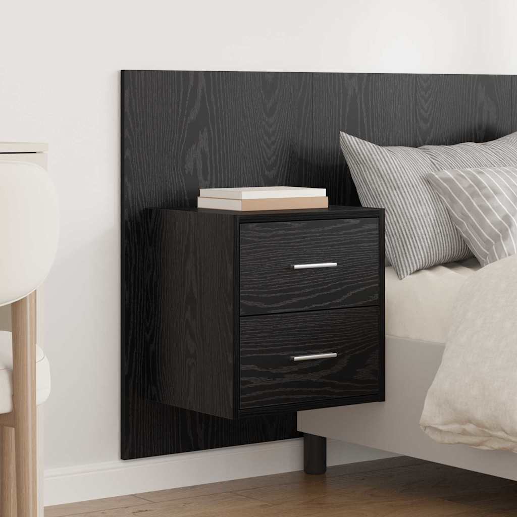 Headboard with Cabinet 3 pcs Black Oak Engineered Wood