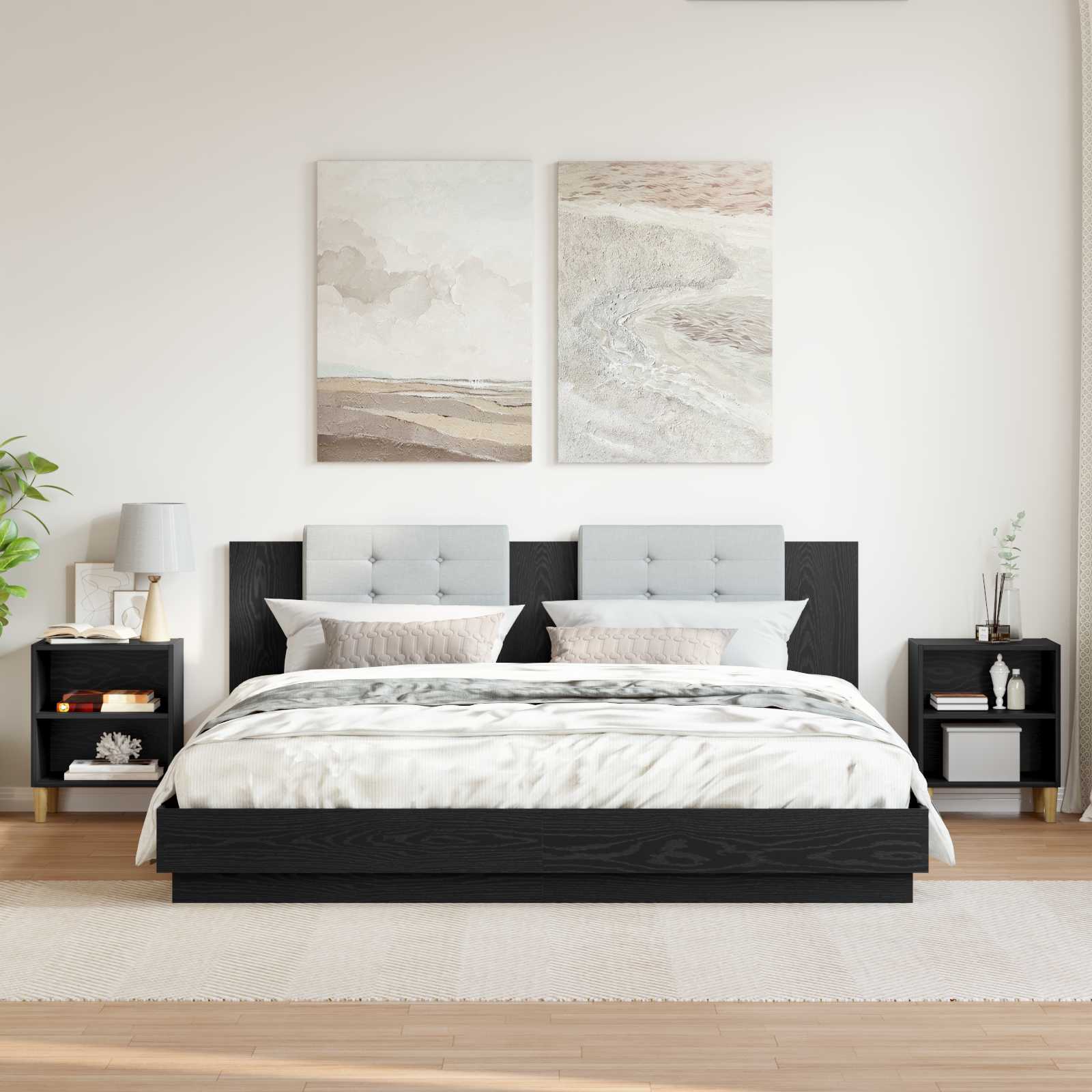 Bed Cabinet 2 pcs Black Oak 40 x 30 x 50 cm Engineered Wood