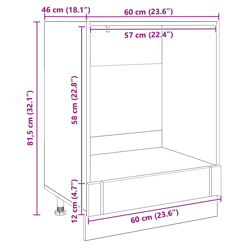 Kitchen Cabinet Black Oak 60 x 46 x 81.5 cm Engineered Wood