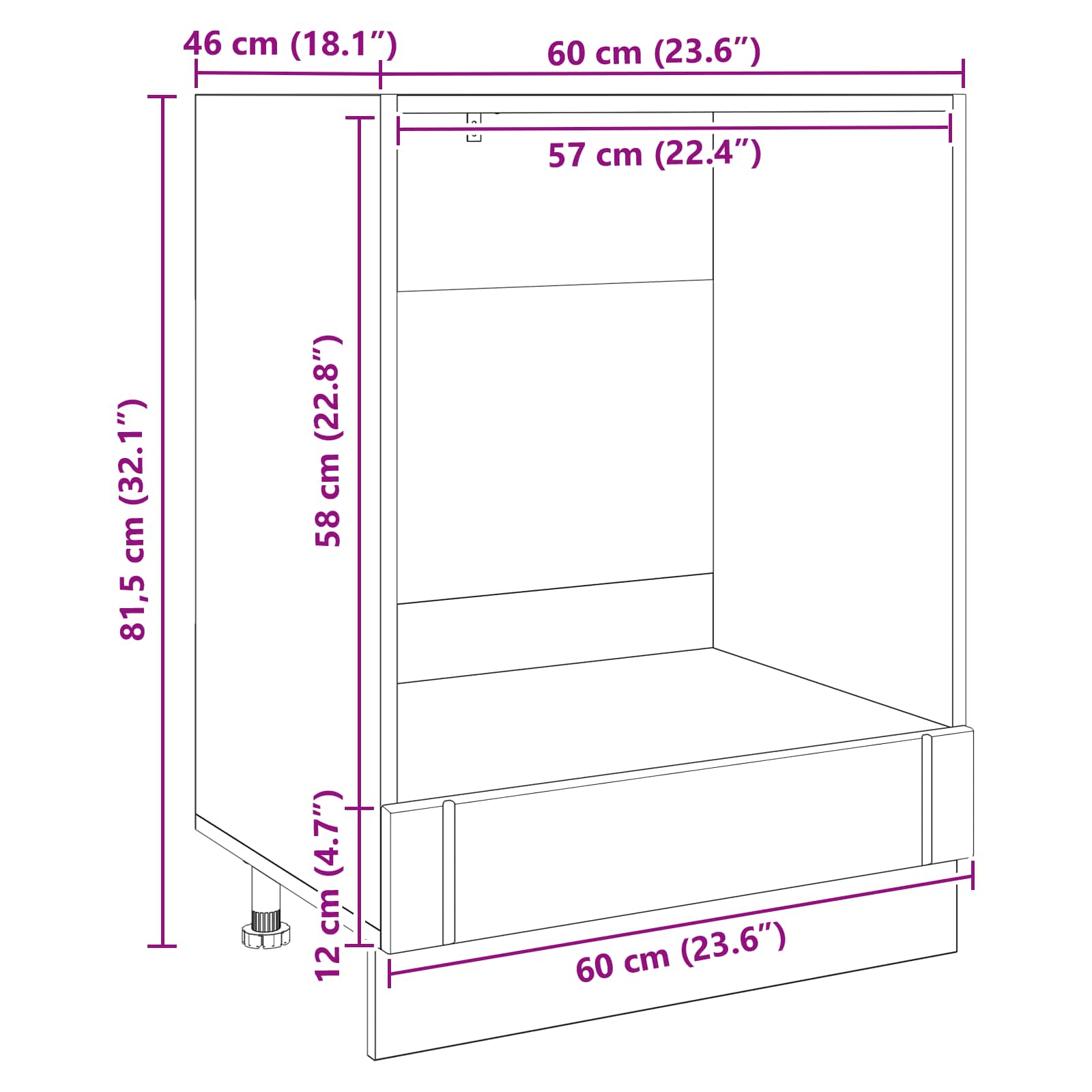 Kitchen Cabinet Black Oak 60 x 46 x 81.5 cm Engineered Wood