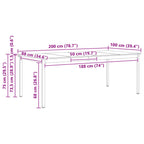 Dining Table Natural 200 x 100 x 75 cm Solid Pine Wood