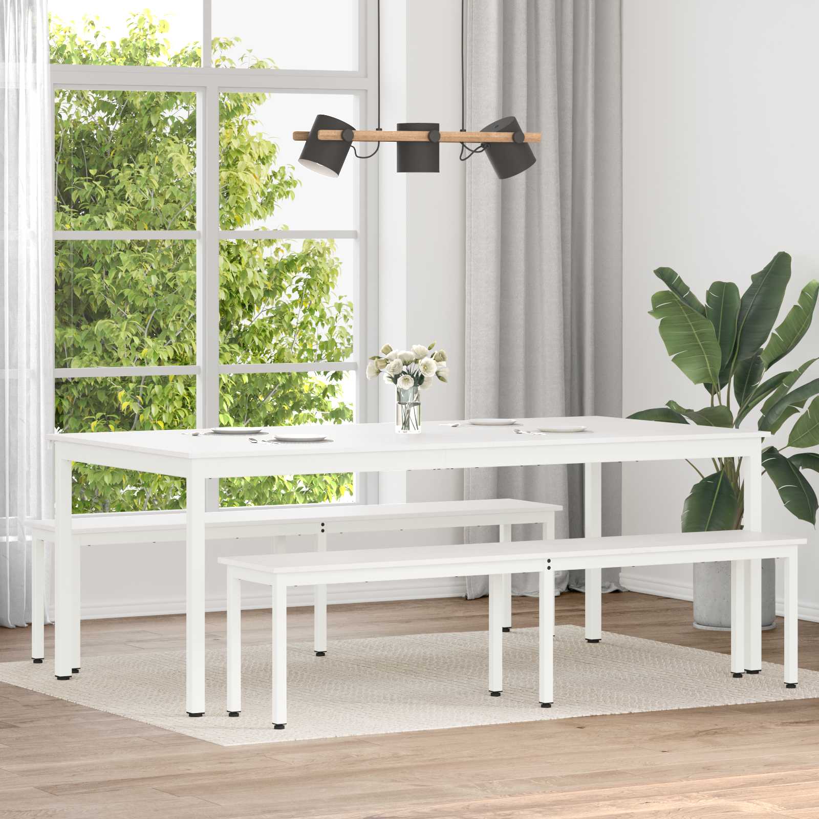 Dining Table White 200 x 100 x 75 cm Solid Pine Wood