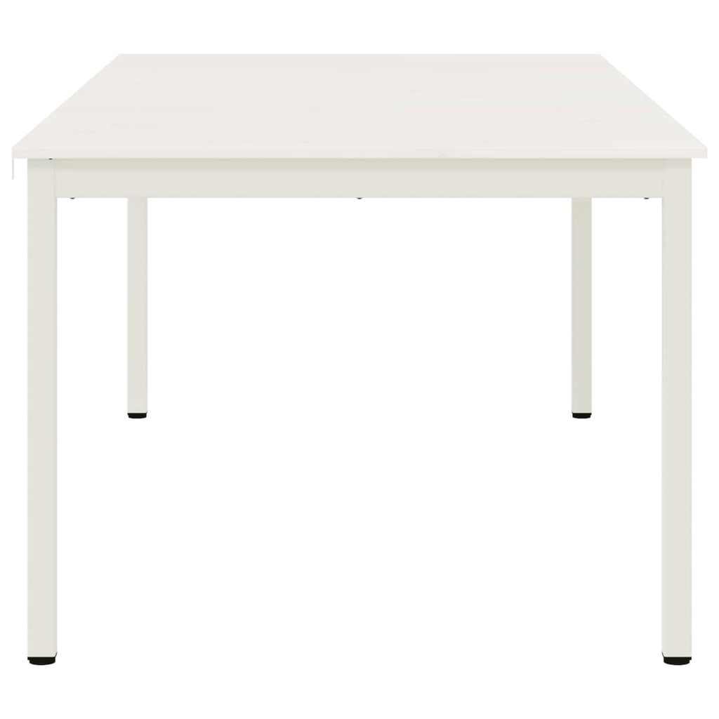 Dining Table White 200 x 100 x 75 cm Solid Pine Wood