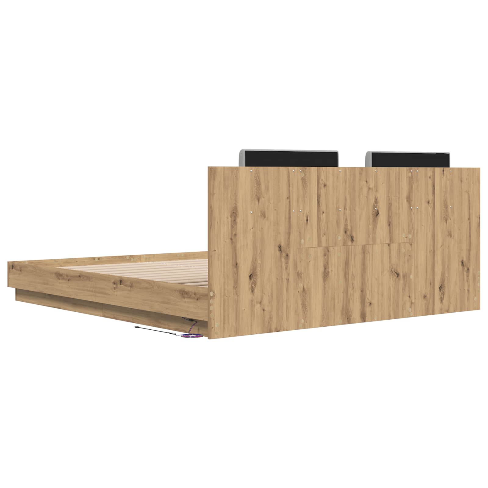 Bed Frame with Headboard with Storage Artisan Oak 200 x 200 cm