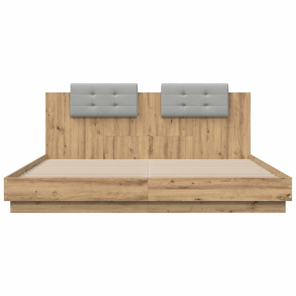 Bed Frame with Headboard with Storage Artisan Oak 200 x 200 cm