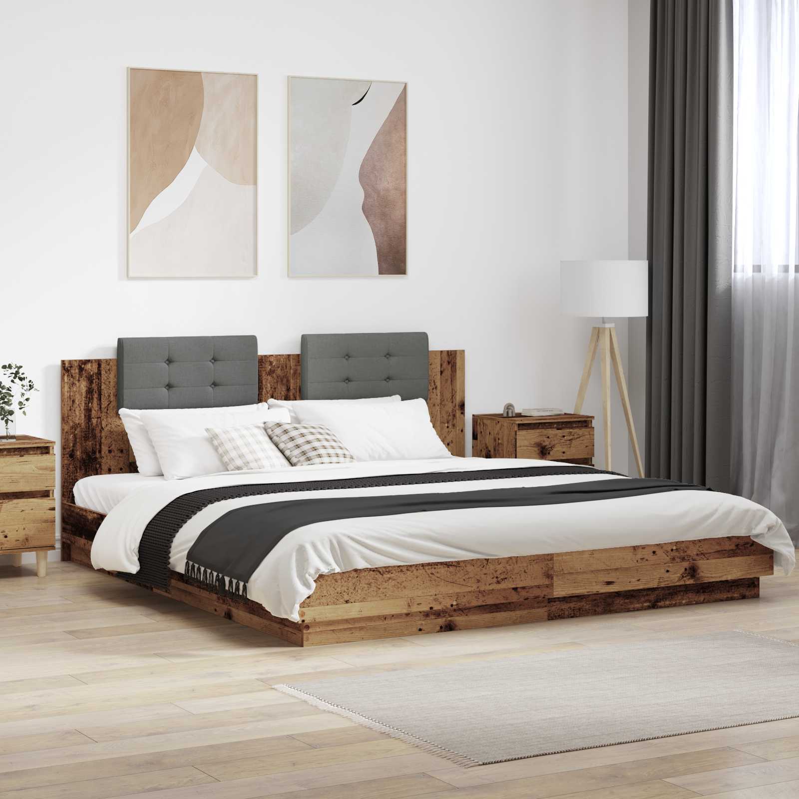 Bed Frame with Headboard Old Wood 180 x 200 cm Engineered Wood