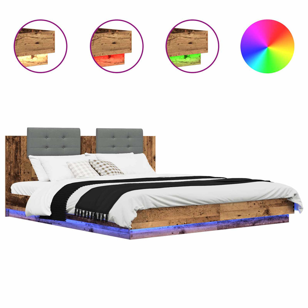Bed Frame with Headboard Old Wood 180 x 200 cm Engineered Wood