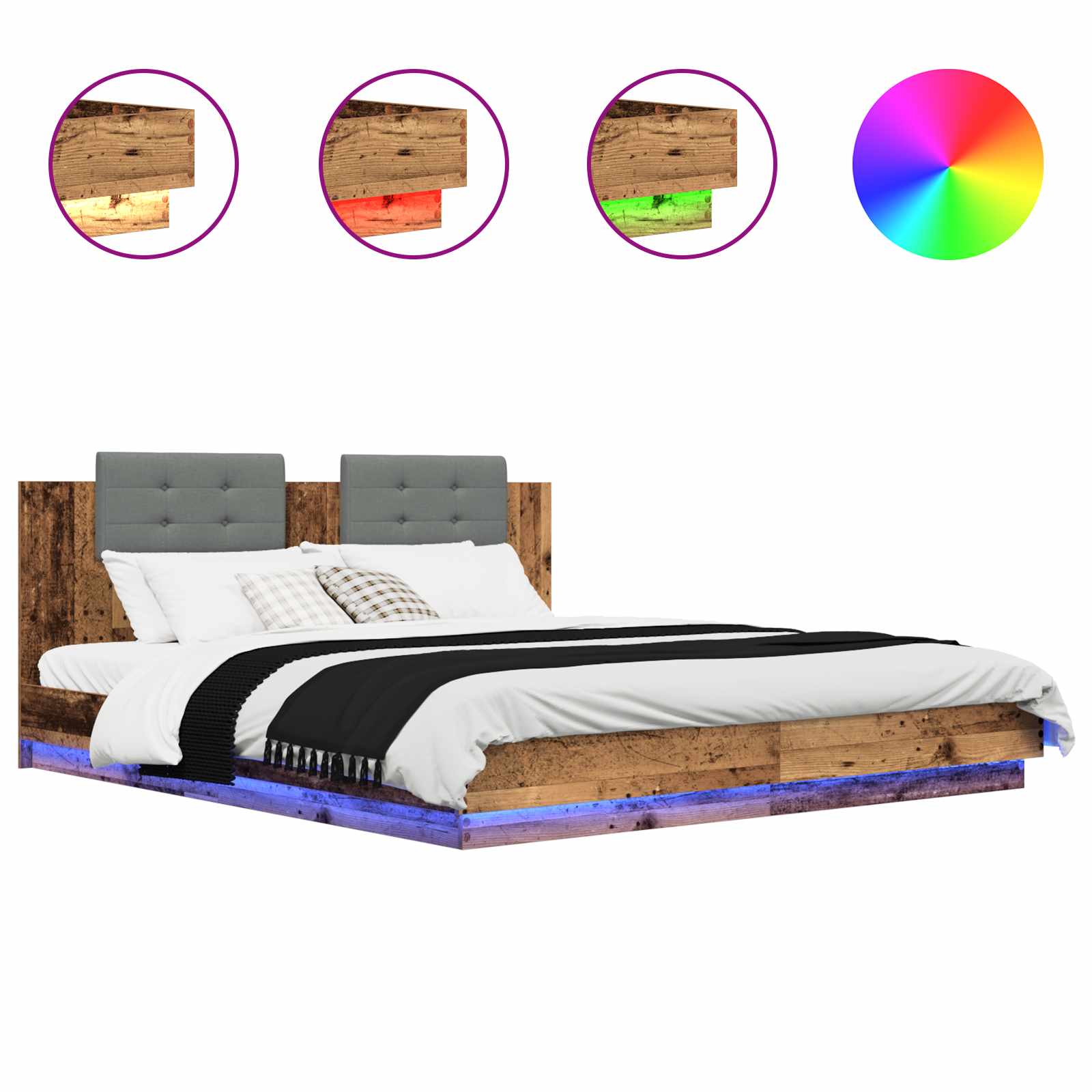 Bed Frame with Headboard Old Wood 180 x 200 cm Engineered Wood