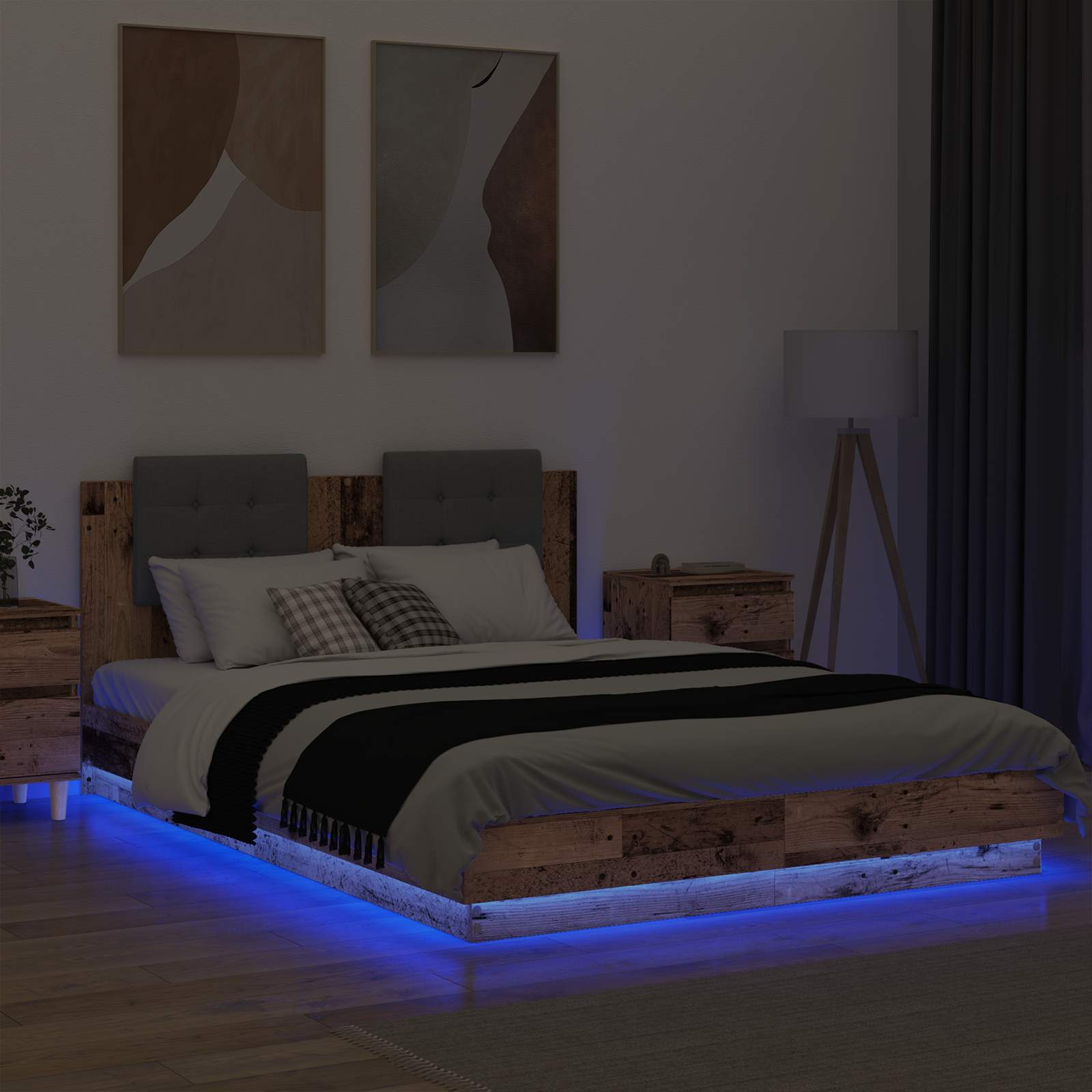 Bed Frame with Headboard Old Wood 150 x 200 cm Engineered Wood