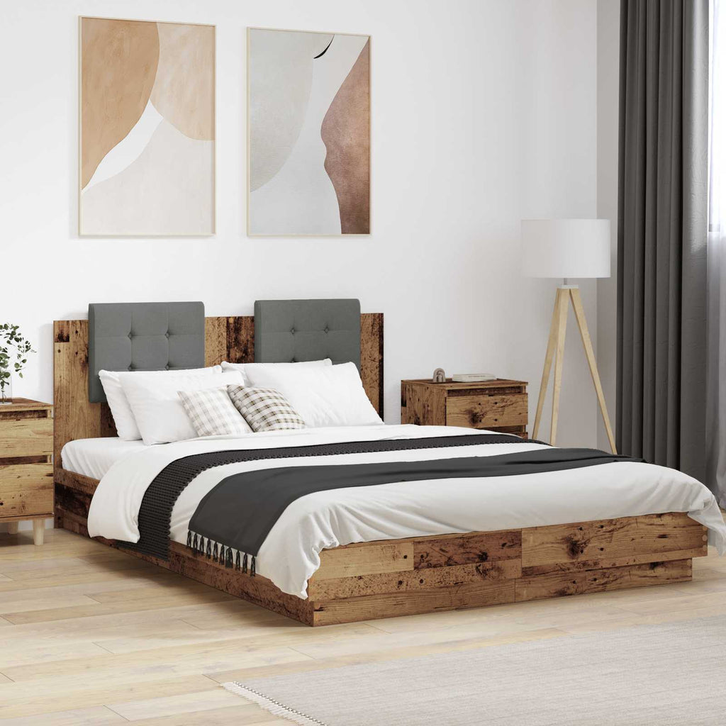Bed Frame with Headboard Old Wood 150 x 200 cm Engineered Wood