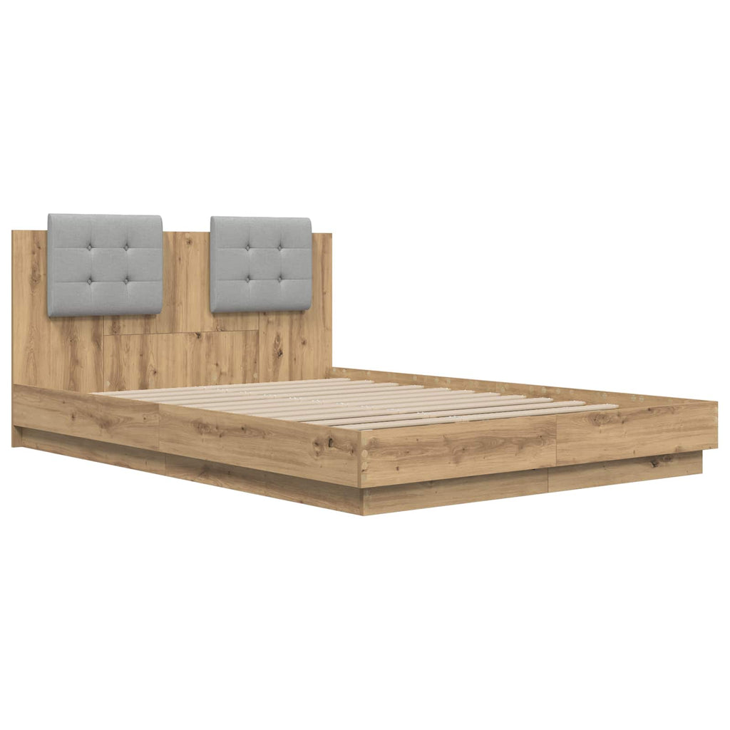 Bed Frame with Headboard with Storage Artisan Oak 150 x 200 cm