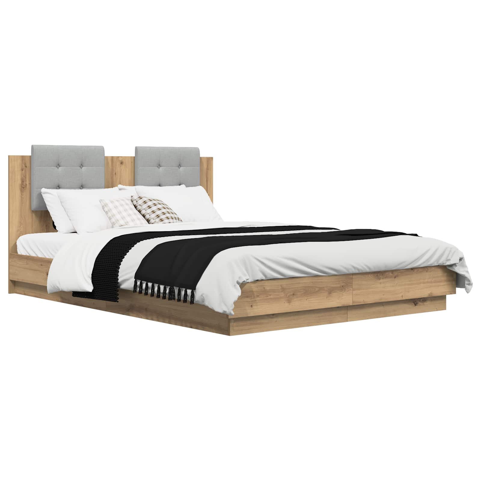 Bed Frame with Headboard with Storage Artisan Oak 150 x 200 cm