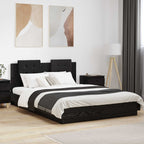 Bed Frame with Headboard Black Oak 150 x 200 cm Engineered Wood