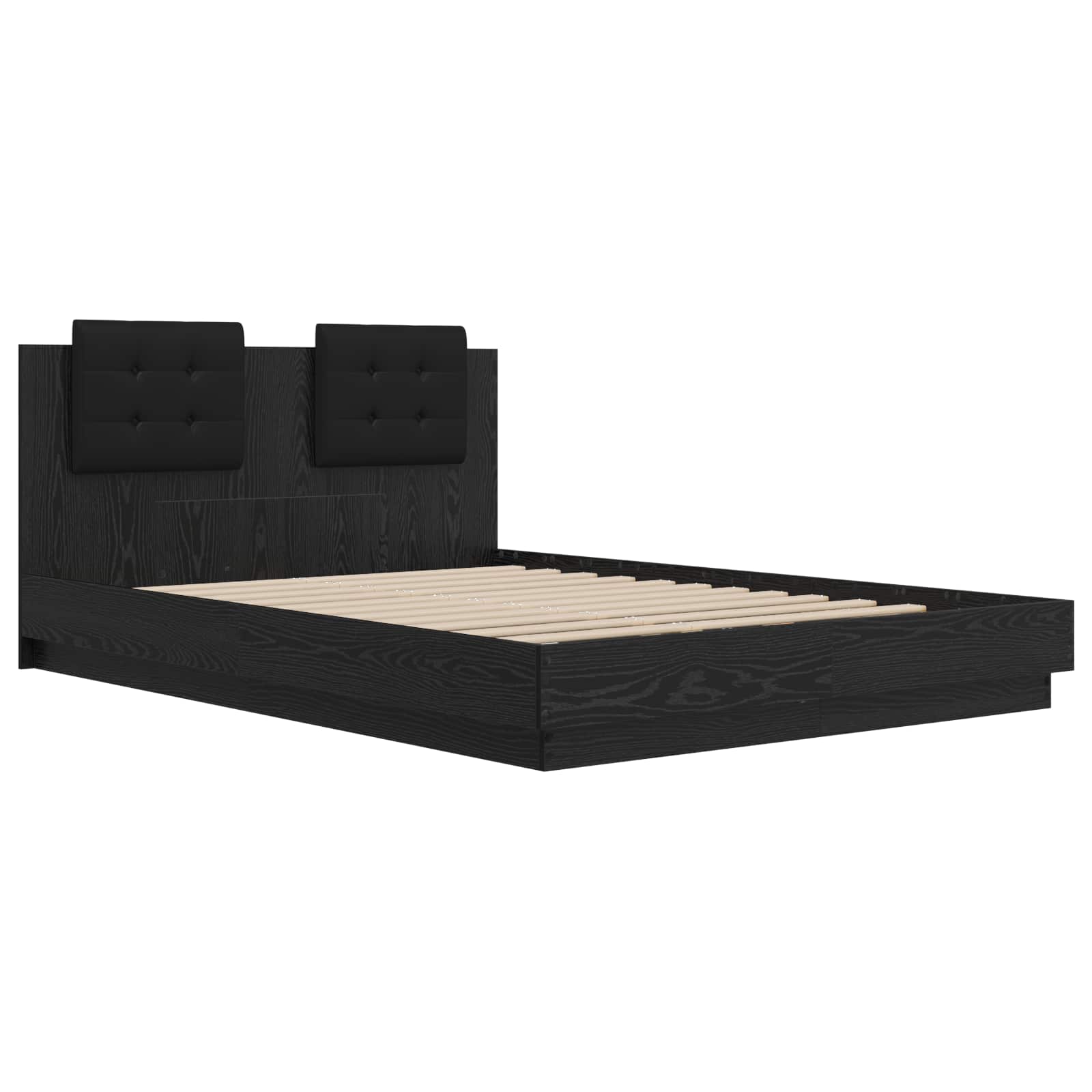 Bed Frame with Headboard Black Oak 150 x 200 cm Engineered Wood