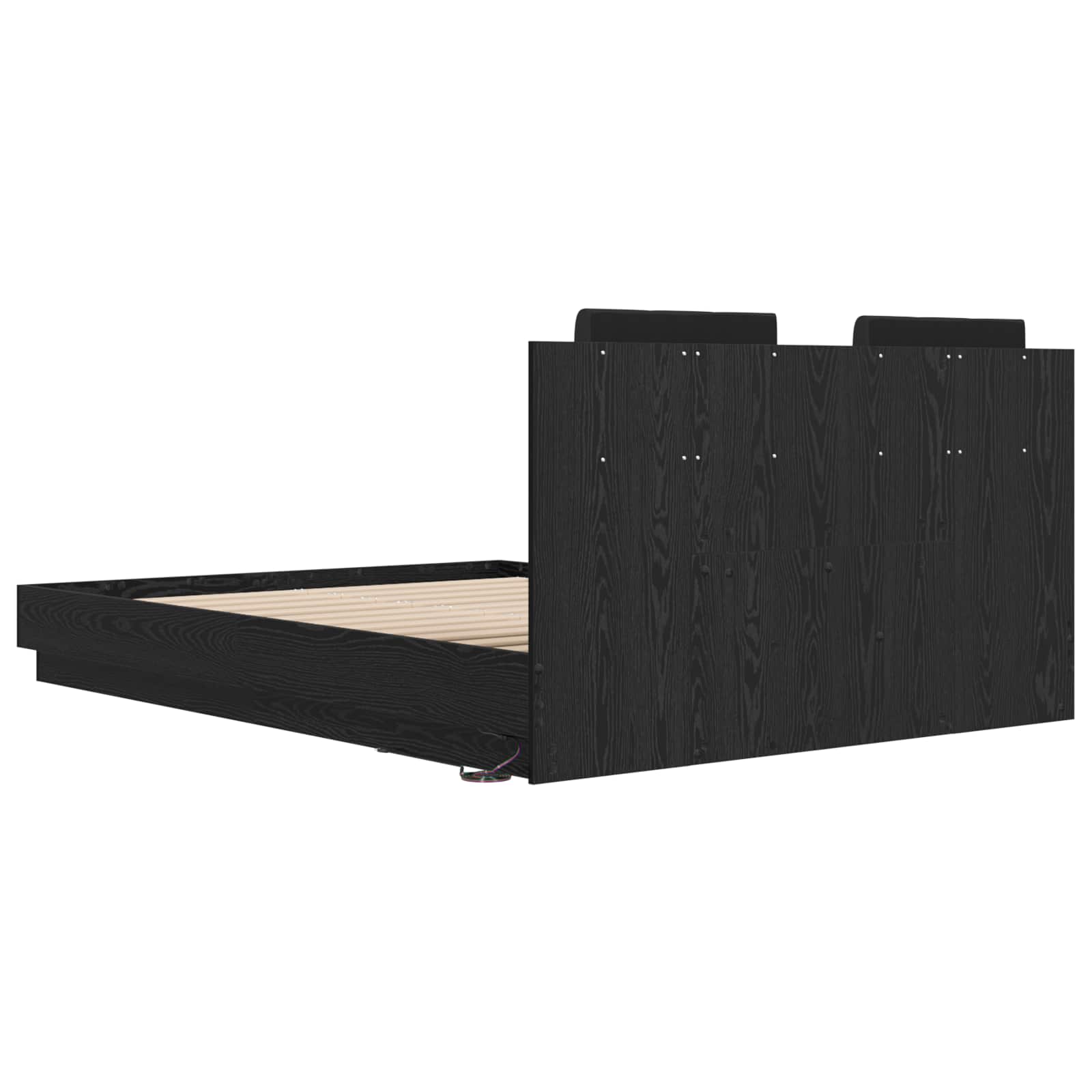 Bed Frame with Headboard Black Oak 150 x 200 cm Engineered Wood