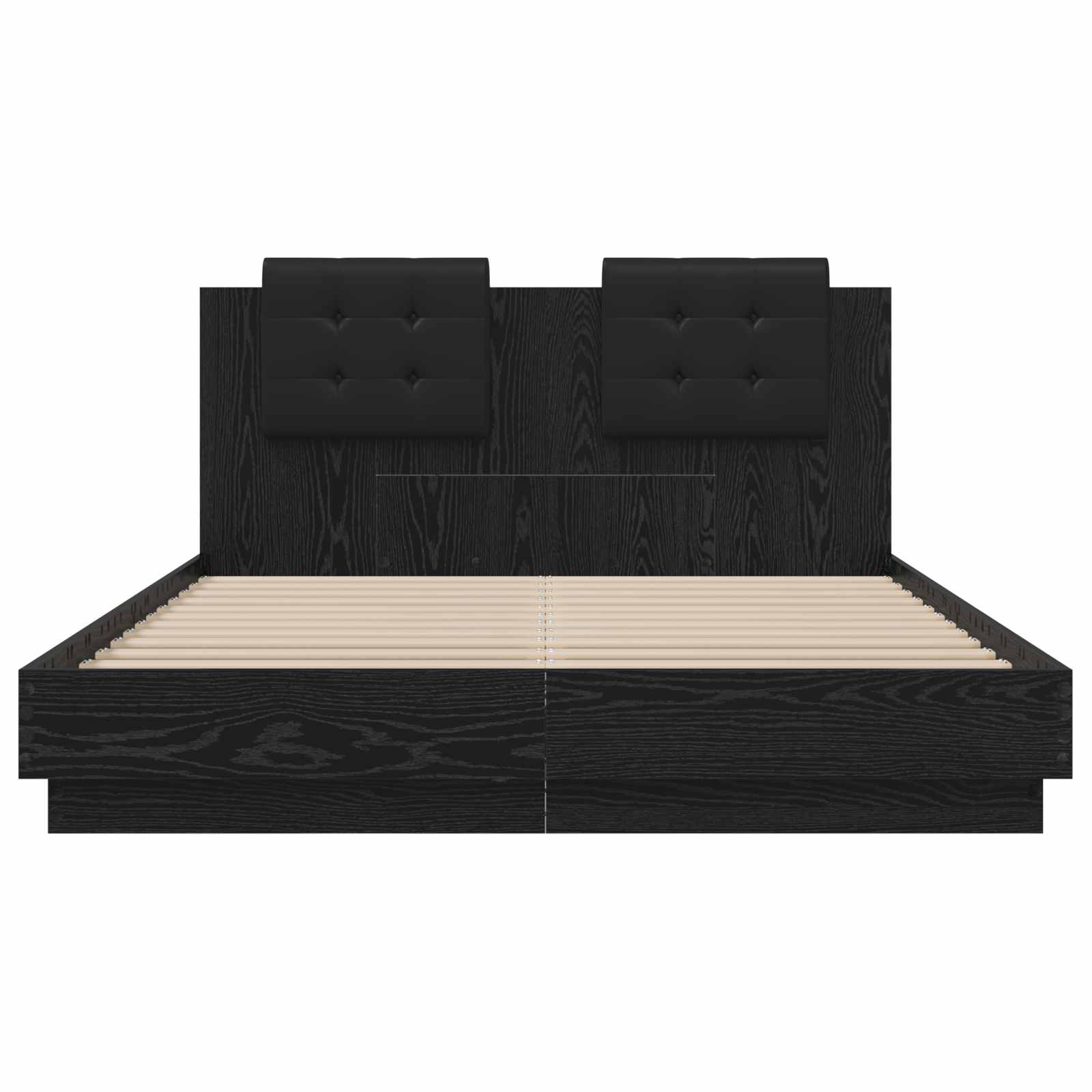 Bed Frame with Headboard Black Oak 150 x 200 cm Engineered Wood