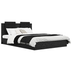 Bed Frame with Headboard Black Oak 150 x 200 cm Engineered Wood