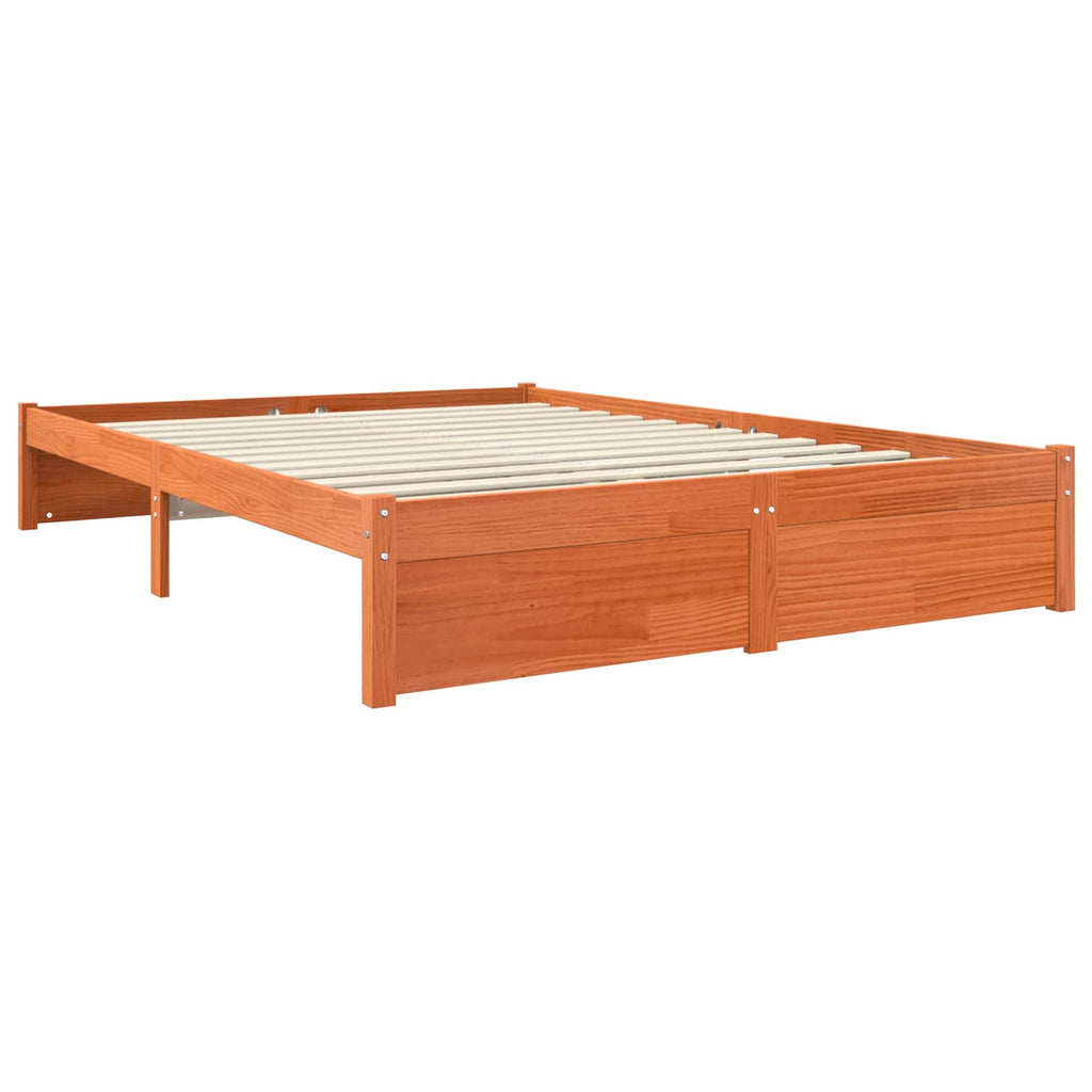 Bed Frame Wax Brown 160 x 200 cm Solid Pine Wood