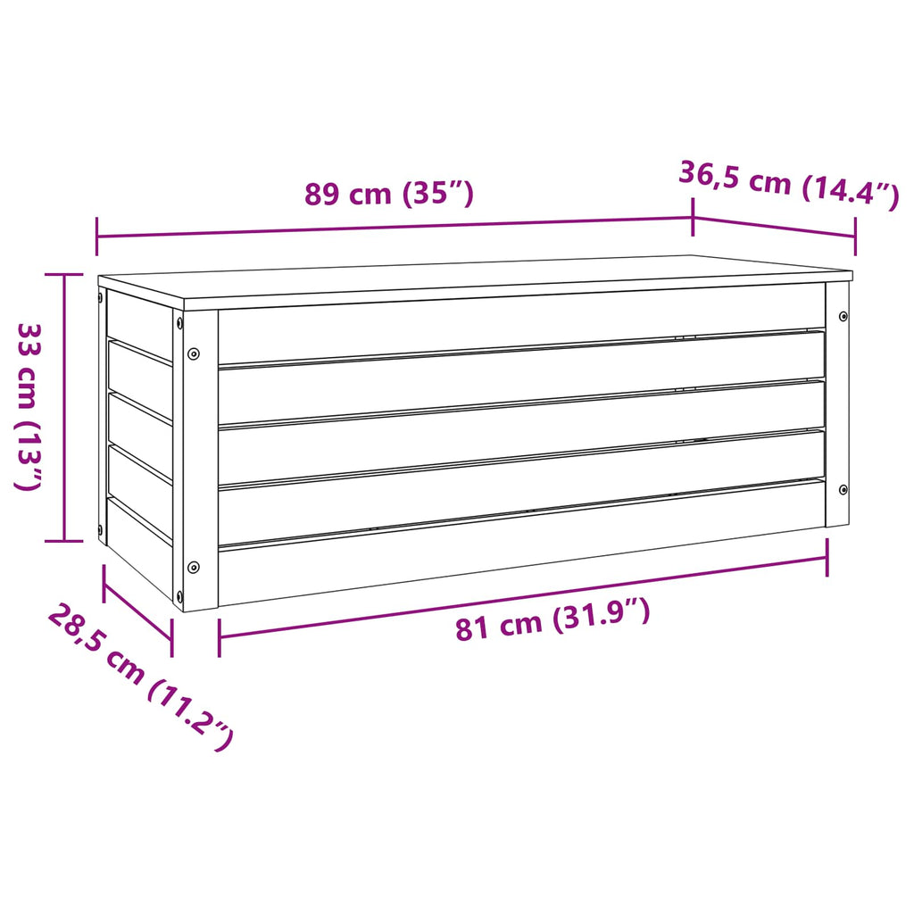 Storage Box Wax Brown 89 x 36.5 x 33 cm Solid Pine Wood