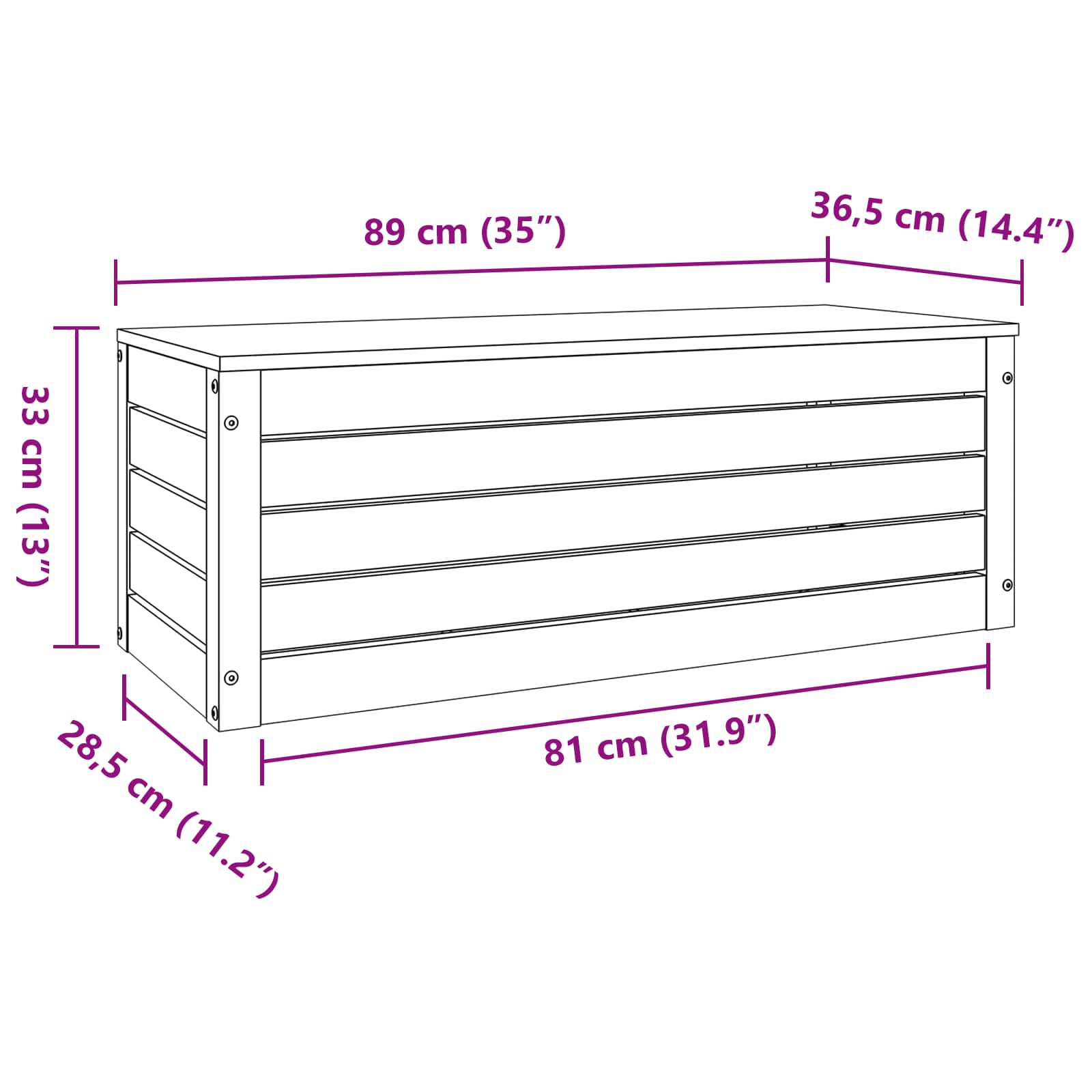 Storage Box Wax Brown 89 x 36.5 x 33 cm Solid Pine Wood