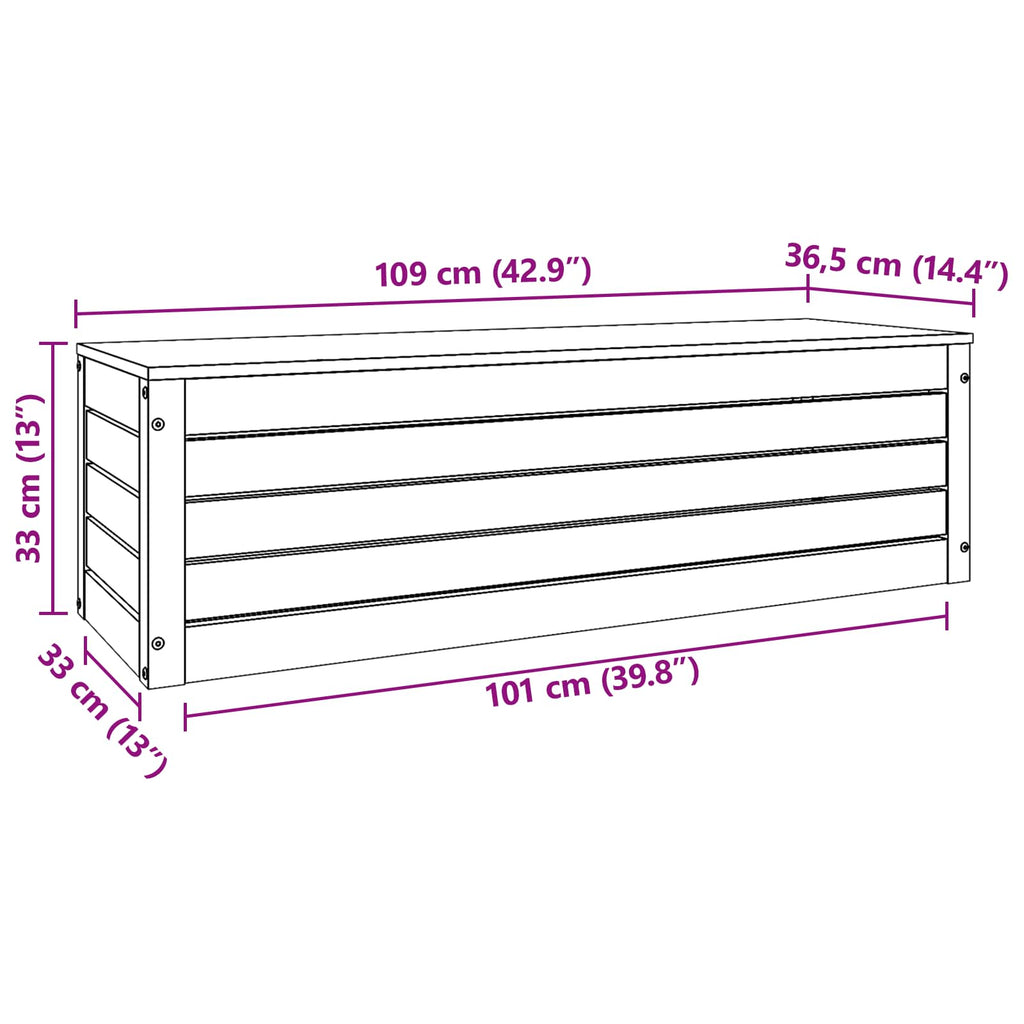 Storage Box Wax Brown 109 x 36.5 x 33 cm Solid Pine Wood