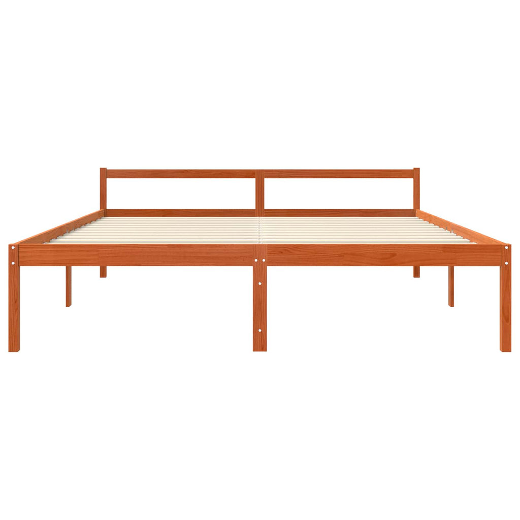 Bed Frame with Headboard Wax Brown 180 x 200 cm Solid Pine Wood