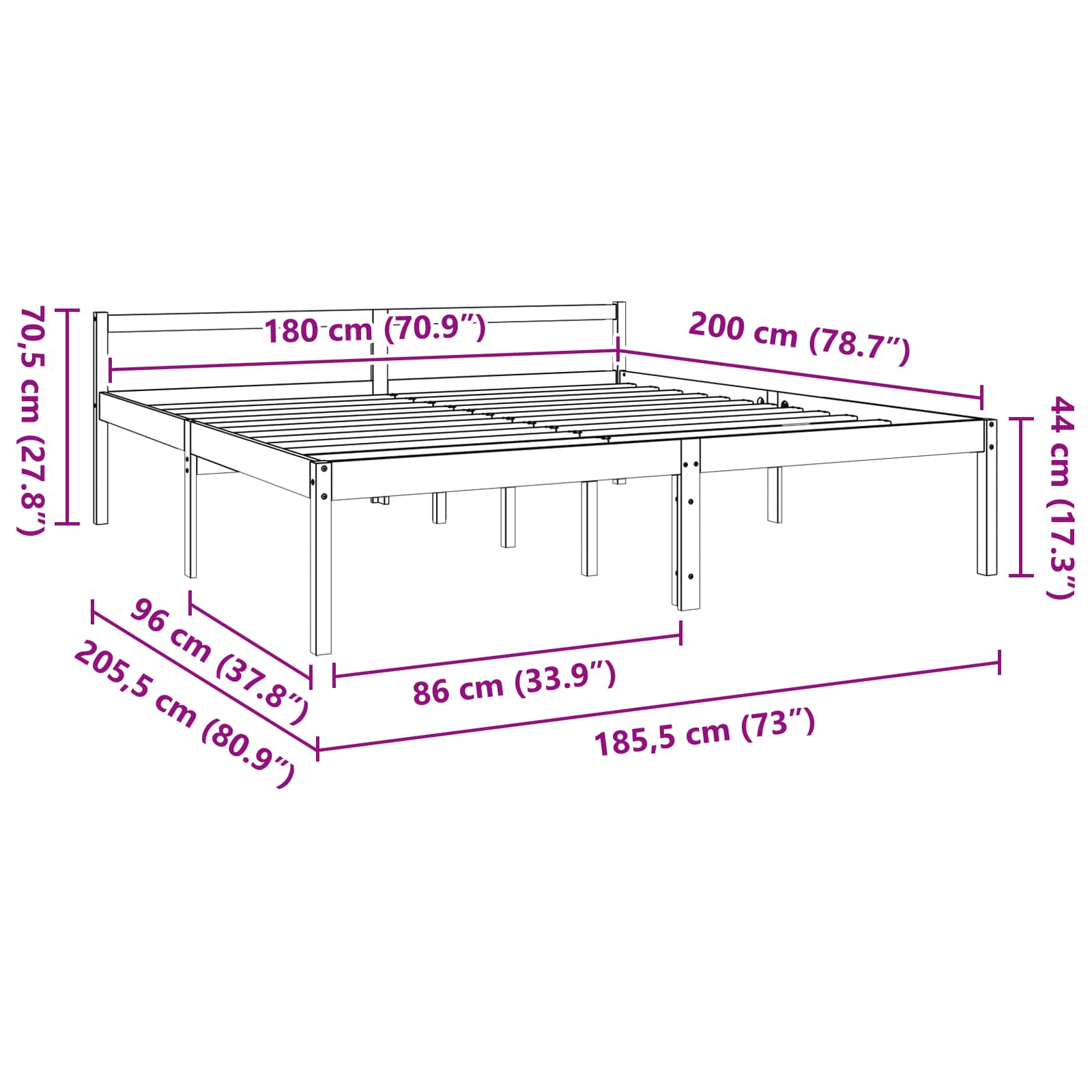 Bed Frame with Headboard Wax Brown 180 x 200 cm Solid Pine Wood