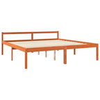 Bed Frame with Headboard Wax Brown 200 x 200 cm Solid Pine Wood