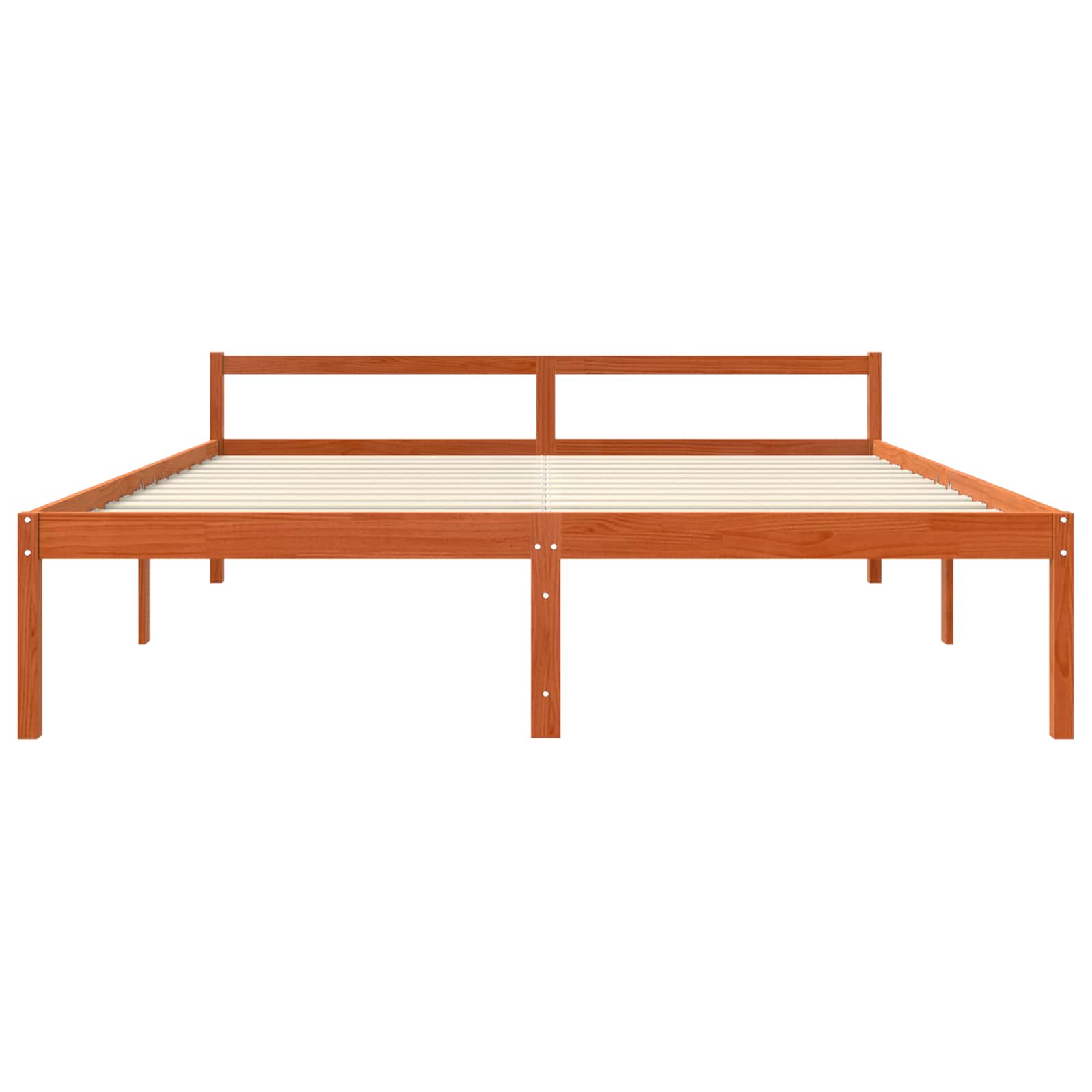 Bed Frame with Headboard Wax Brown 200 x 200 cm Solid Pine Wood